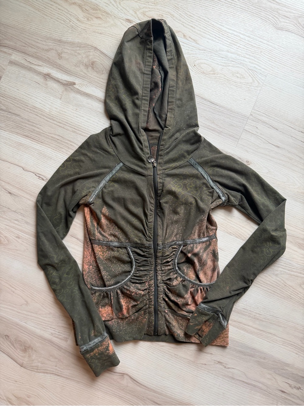 Women's Olive Green Hooded Zip Jacket -0147